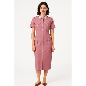 Adrianna Papell‎ Adam Douglass Maxi Dress Women's 12 Button Front Sheath Vintage